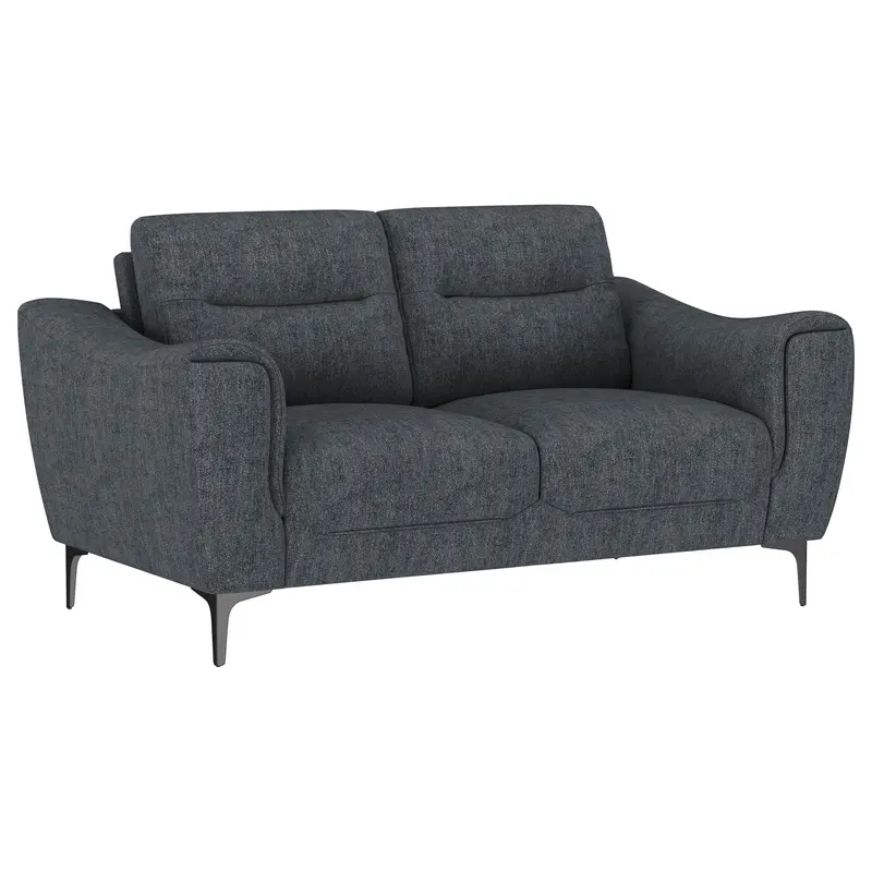 Oberle Charcoal Upholstered Sloped Track-Arm Loveseat 1