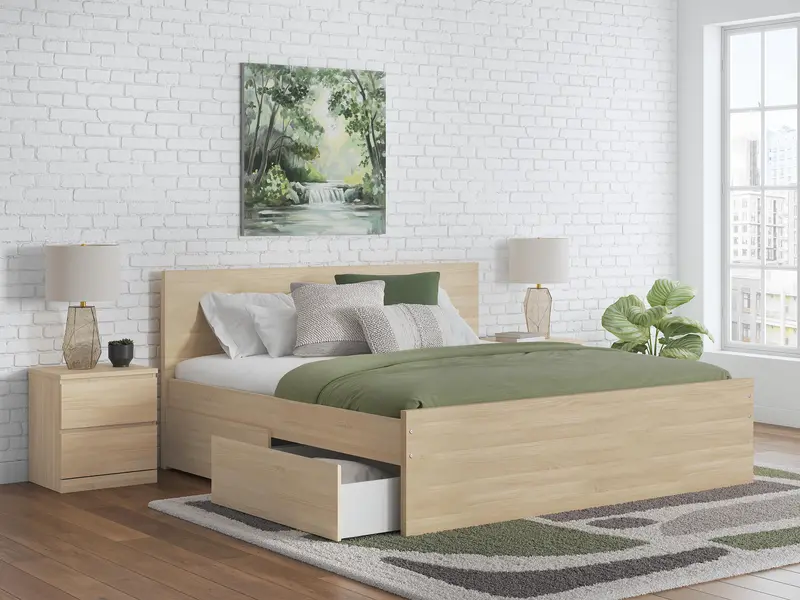 Onita Queen Panel Platform Bed With Single Side Storage Unit 1