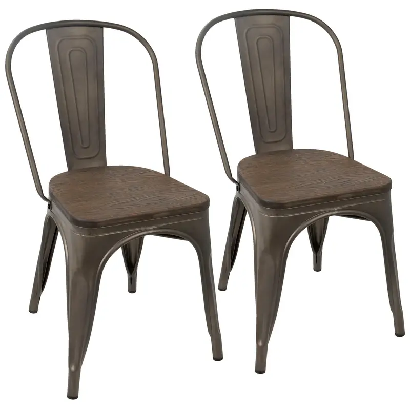 Oregon Stackable Farmhouse Dining Chair Set – 2-Piece Industrial Charm 2