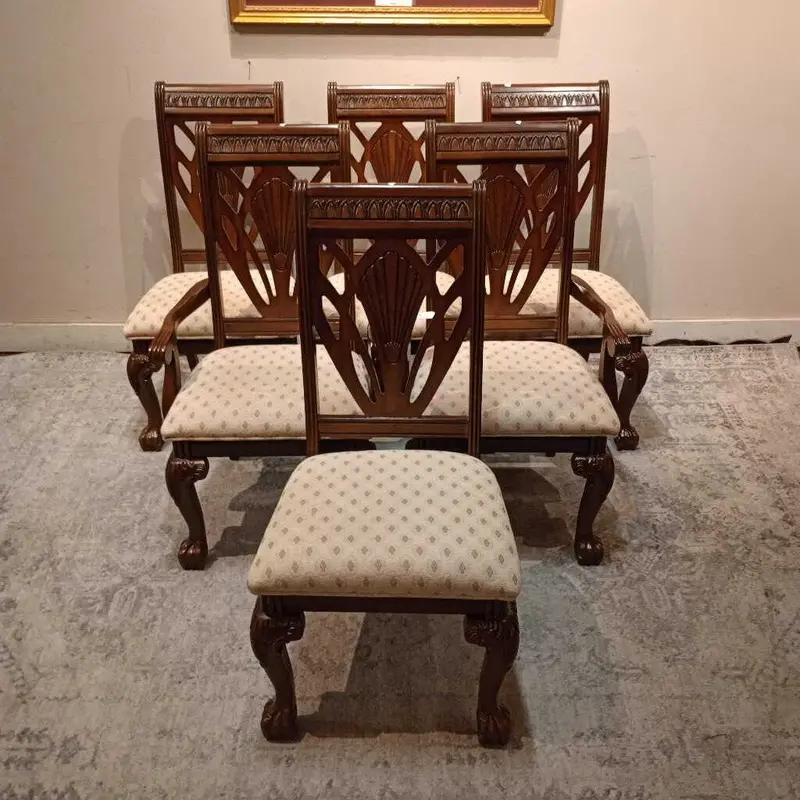 Ornate Set Of 6 Dining Chairs – Classic Carved Design 1