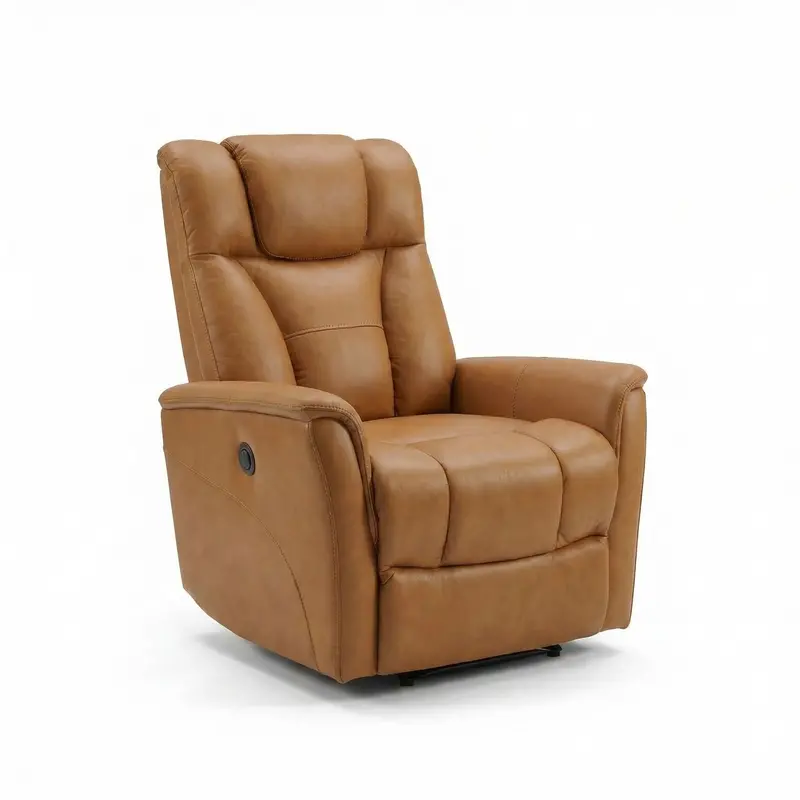 Oslo Power Reclining Chair – Brown Leather With Manual Headrest & Motorized Footrest 1