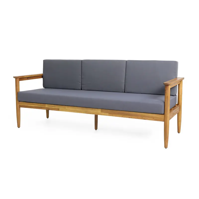 Outdoor 3-Seater Sofa With Teak Acacia Frame And All-Weather Cushions 1