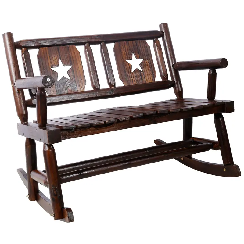 Outdoor Double Rocking Bench With Curved Seat And Porch-Ready Design 1