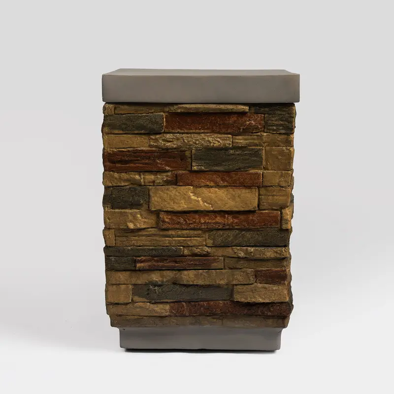 Outdoor Propane Tank Cover Fire Pit Side Table – Sandstone-Colored Dual-Function Accessory 1
