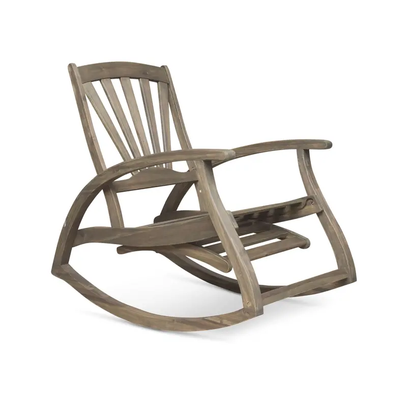 Outdoor Rocking Recliner Chair With Weather-Resistant Gray Finish 1