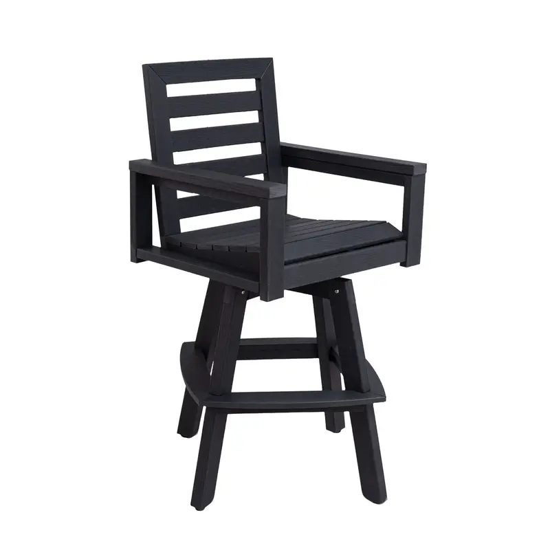 Outdoor Swivel Bar Stool With Reinforced Ladderback Frame 1
