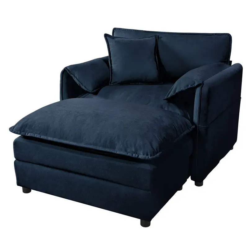 Oversized Reclining Lounge Chair With Detachable Ottoman 1