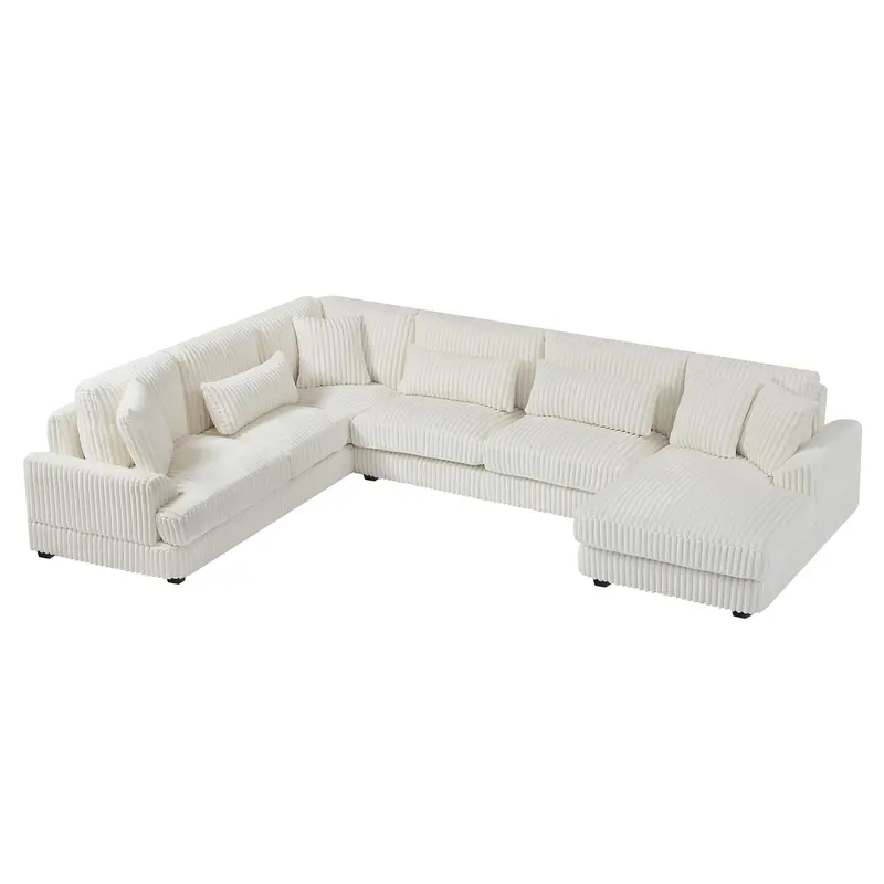 Oversized U-Shaped Sectional Couch With Chaise Lounge And Soft Upholstery 4