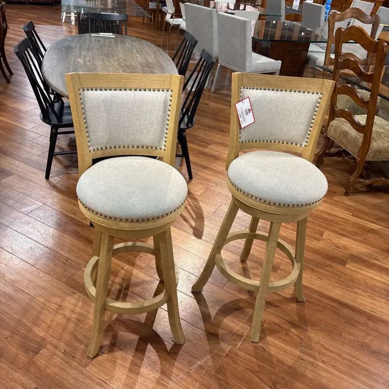 Pair Of Modern Fabric-Cushioned Stools – Nh Style – Btk 1