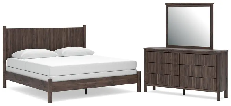 Pamytta King Panel Bed Ensemble Featuring Dresser And Mirror 1