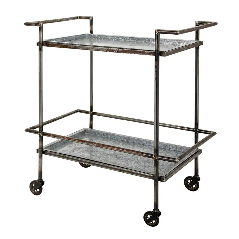 Percy Industrial-Style Gray Galvanized Metal Bar Cart 1