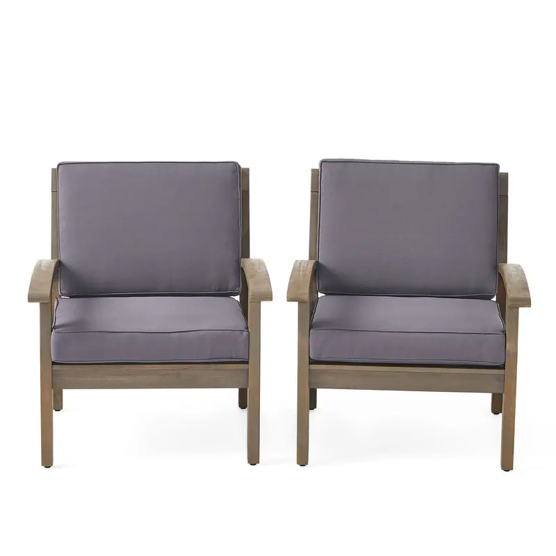 Peyton Outdoor Club Chair – Acacia Wood Frame, All-Weather Dimensions (32.25" X 28" X 31.25") 1