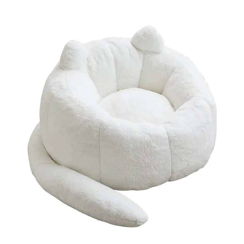 Playful Cat-Shape Bean Bag Sofa With Extended Tail Detail 1