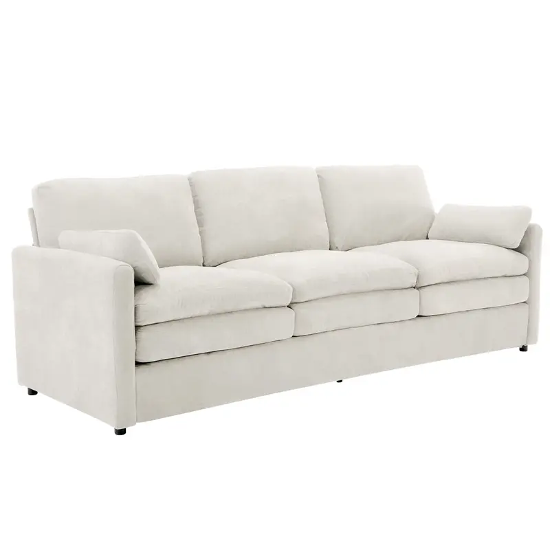 Plush 3-Seater Upholstered Sofa – Cozy Living Room Cushion Set With Supportive Backrest 3