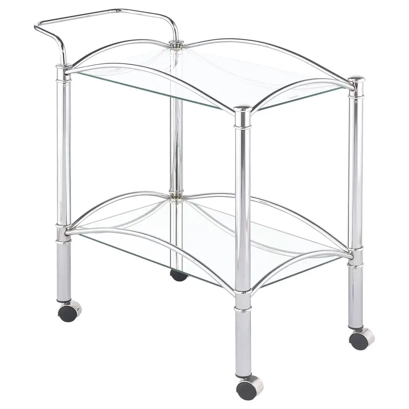 Porch & Den Chrome 2-Tier Glass Bar Cart 1