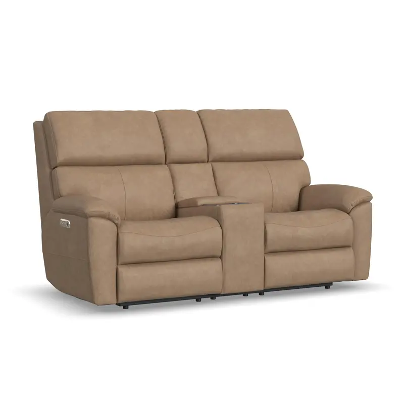 Porter Power Reclining Loveseat With Built-In Console – Dual Motorized Headrest And Lumbar Control 1