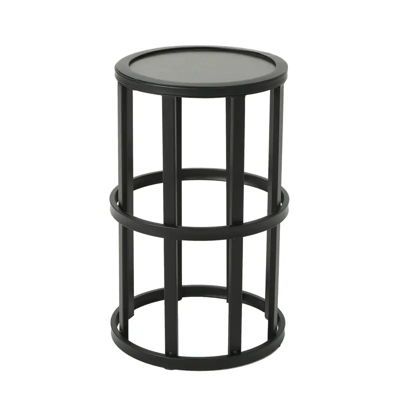 Powder-Coated Steel Outdoor Side Table – Neutral Gray Finish 1