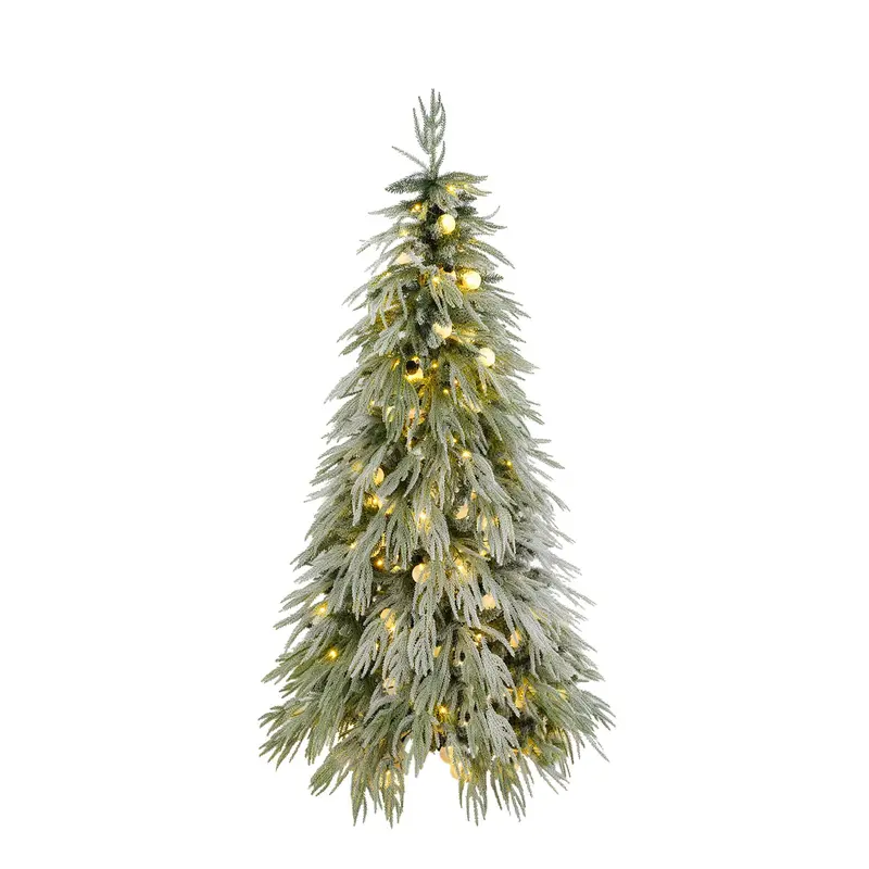 Pre-Lit Snow-Flocked Christmas Tree – Realistic Artificial Tree With Warm Led Lights 1