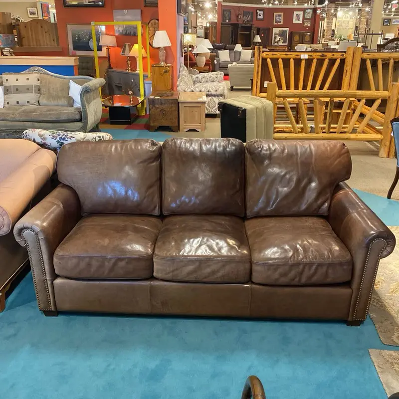 Premium Brown Leather Sofa – Lsh Upholstered Couch 1