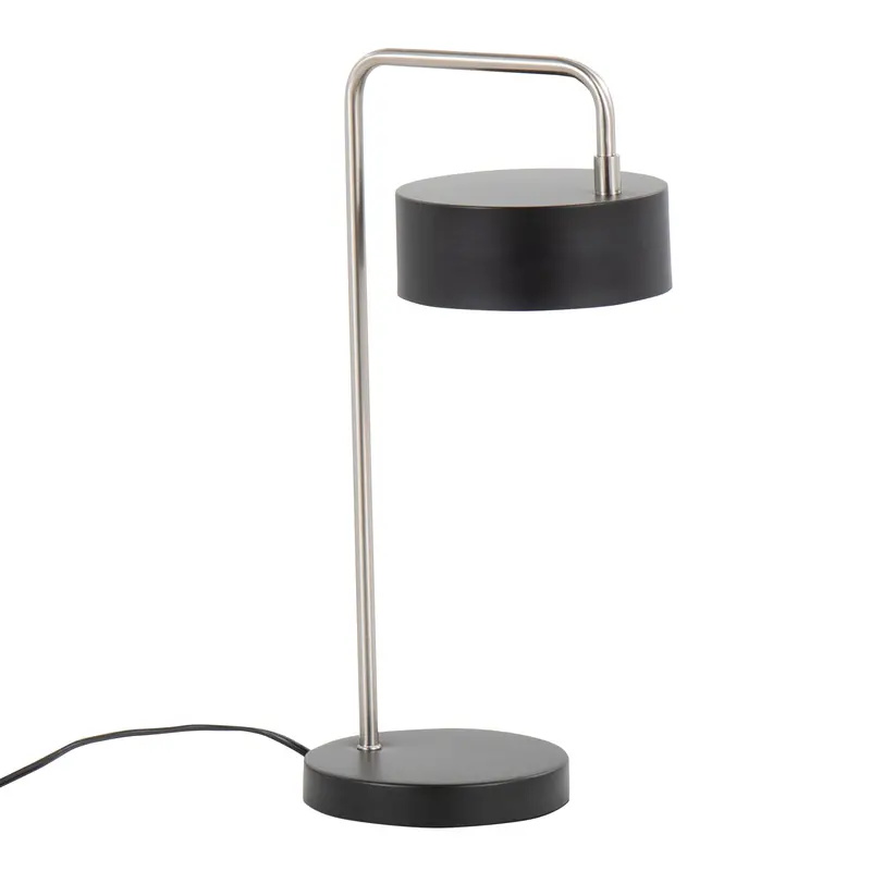 Puck Nickel And Black Table Lamp – Minimalist Contemporary Design 1