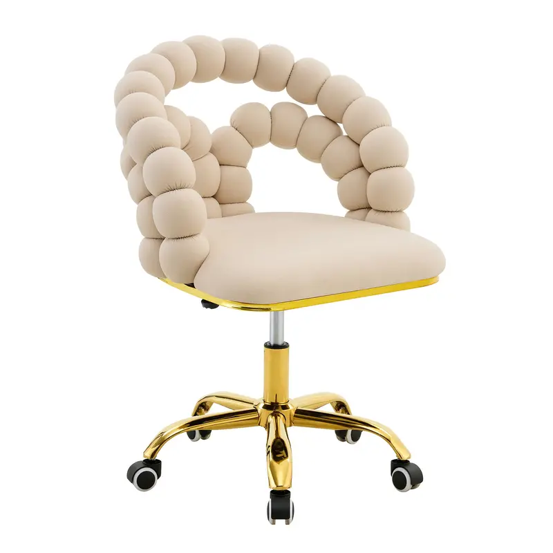 Puffy Bubble Accent Chair With Ball Chain Detail And Swivel Casters 2