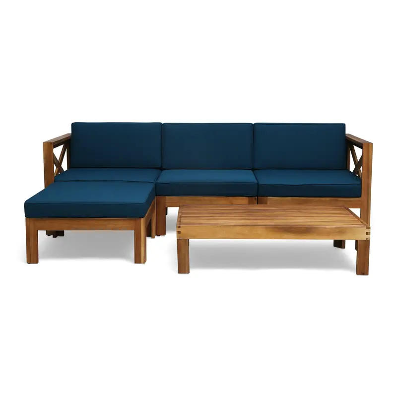 Radiat 5-Piece L-Shaped Outdoor Sofa Set – Teak Frame With Weather-Resistant Cushions 1