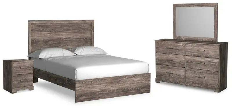 Ralinksi Queen Panel Bed, Mirrored Dresser & Nightstand Collection 1
