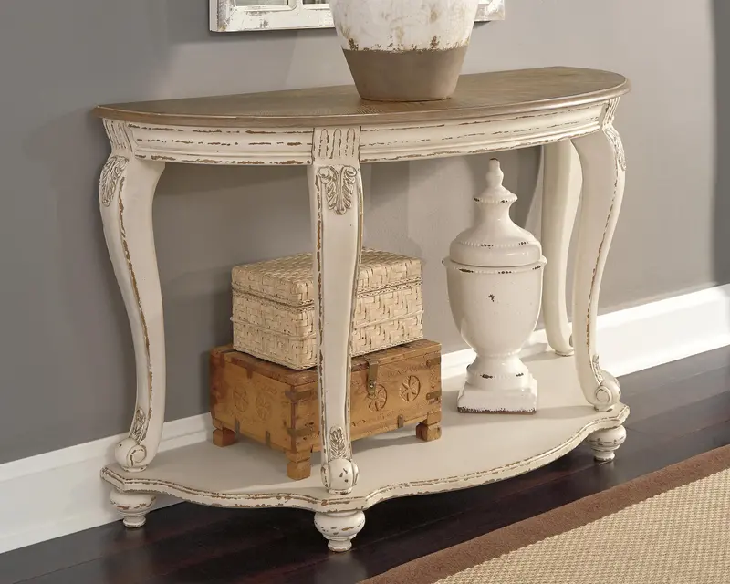 Realyn Sofa Table – Slim Console Table With Open Shelving 1