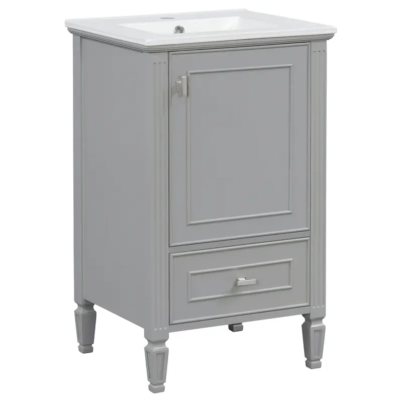 Retro-Style Bathroom Vanity Featuring Integrated Sink And Classic Design 1