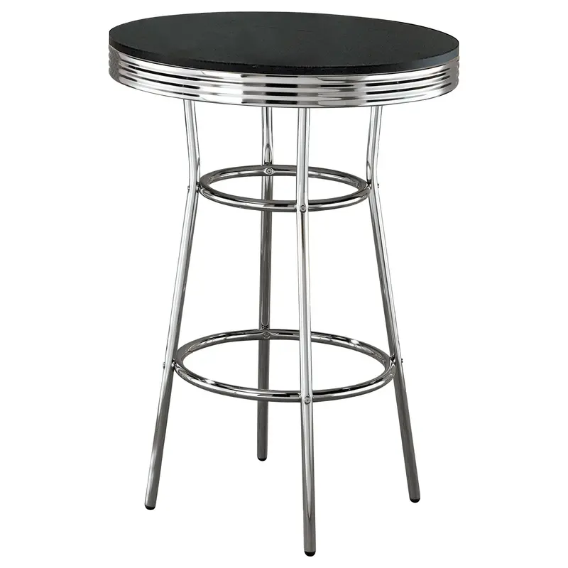 Retro-Style Round Black Bar Table 1
