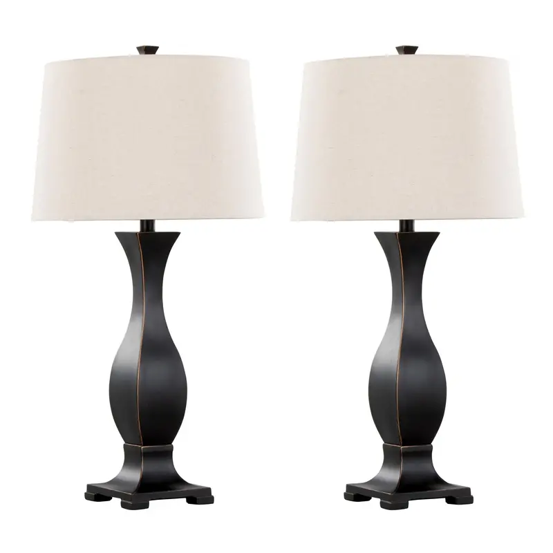 Riley Table Lamp Set – 2-Piece Oil-Rubbed Bronze With Oat Shade 1
