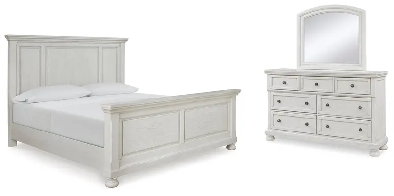 Robbinsdale California King Panel Bed With Mirrored Dresser 1