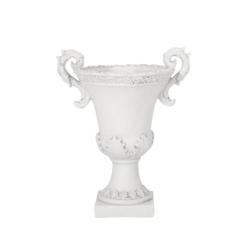 Roman-Inspired Garden Urn Planter In Antique-White Finish With Ornate Proportions 1
