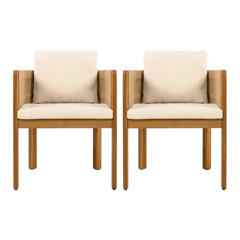 Rope-Handle Outdoor Dining Chairs – Set Of 2 1