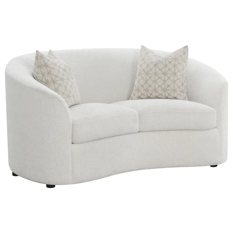 Rory Sloped-Arm Loveseat With Soft Pillows – White 1