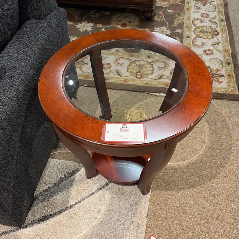 Round Glass End Table – Compact Bedside Or Sofa Side Table 1