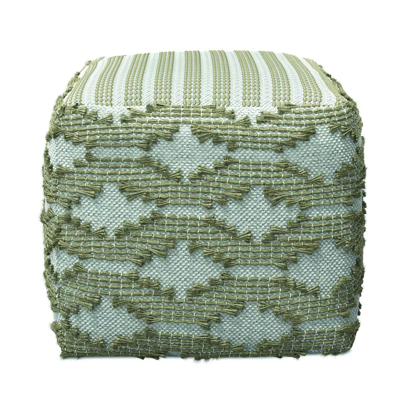 Rowan Natural Linen Square Ottoman Pouf 1