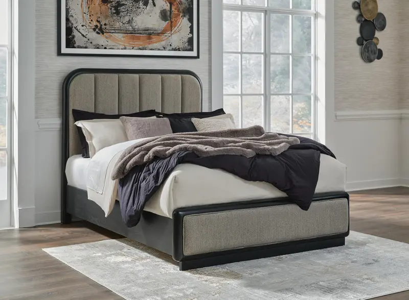 Rowanbeck Upholstered Platform Panel Bed 1