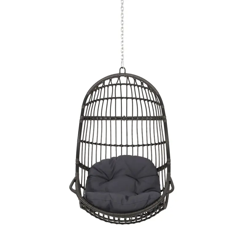 Rustic Hanging Basket Chair With Removable Cushion 1