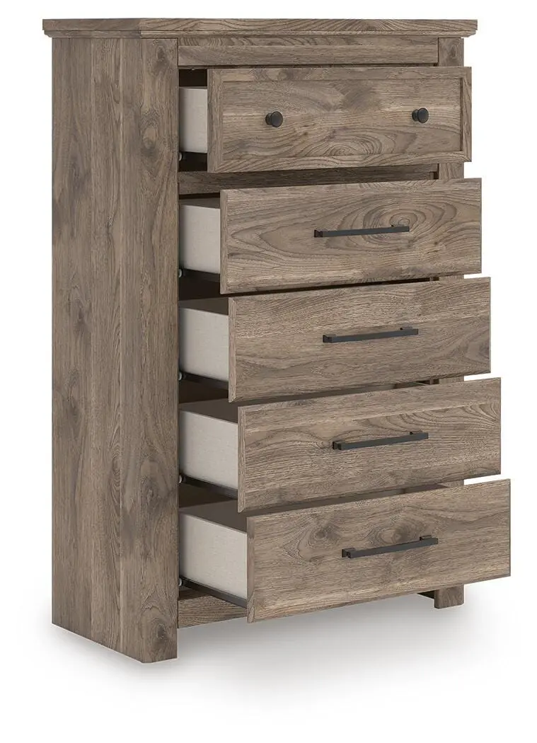 Rusticott Five-Drawer Chest – Vertical Storage With Rustic Detailing 1