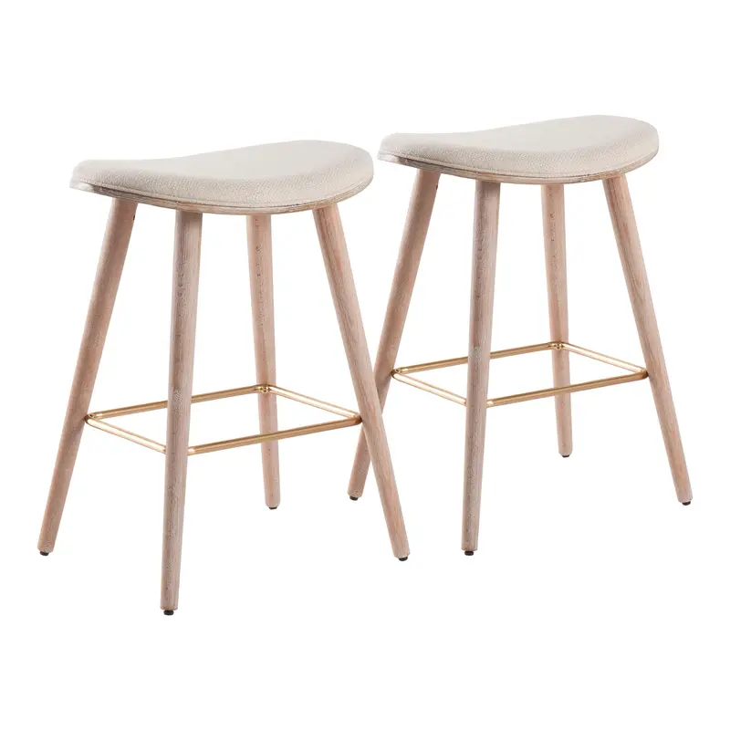 Saddle Contemporary Counter Stool Set – Two Padded Seats With Black Metal Frames 3