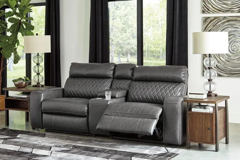 Samperstone 3-Piece Power Reclining Sectional With Loveseat Configuration 1