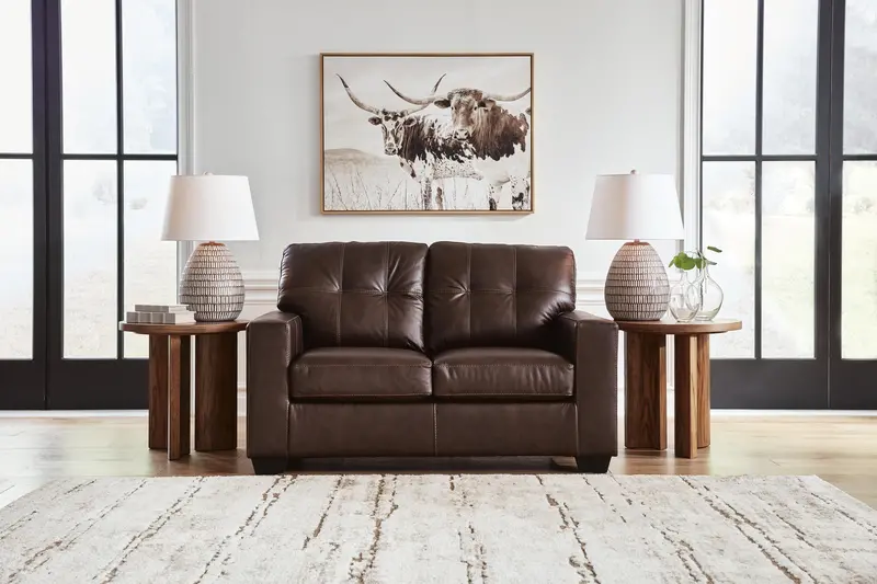 Santorine Two-Seat Fabric Loveseat With Rolled Arms 1
