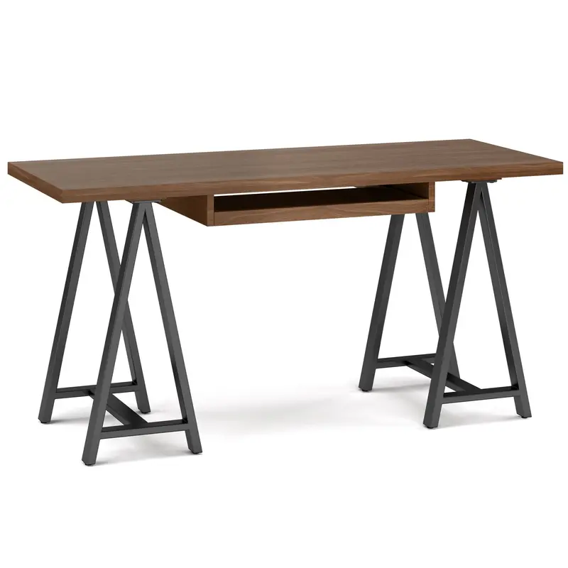 Sawhorse Solid Wood Desk – Handcrafted Executive Workstation 2