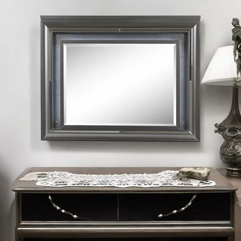 Sawyer Led-Illuminated Metallic Gray Wall Mirror 1