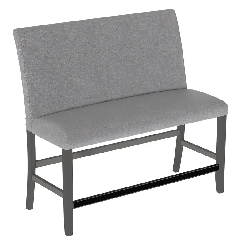 Seneca Walnut Ash Upholstered Back Bench 1