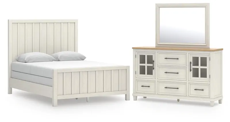 Shaybrock Queen Panel Dining-Ready Bed With Dresser And Mirror 1