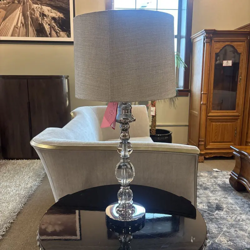 Silver Crystal Ball Table Lamp – Metallic Accent Lamp With Glass Globe Shade (Sk) 1