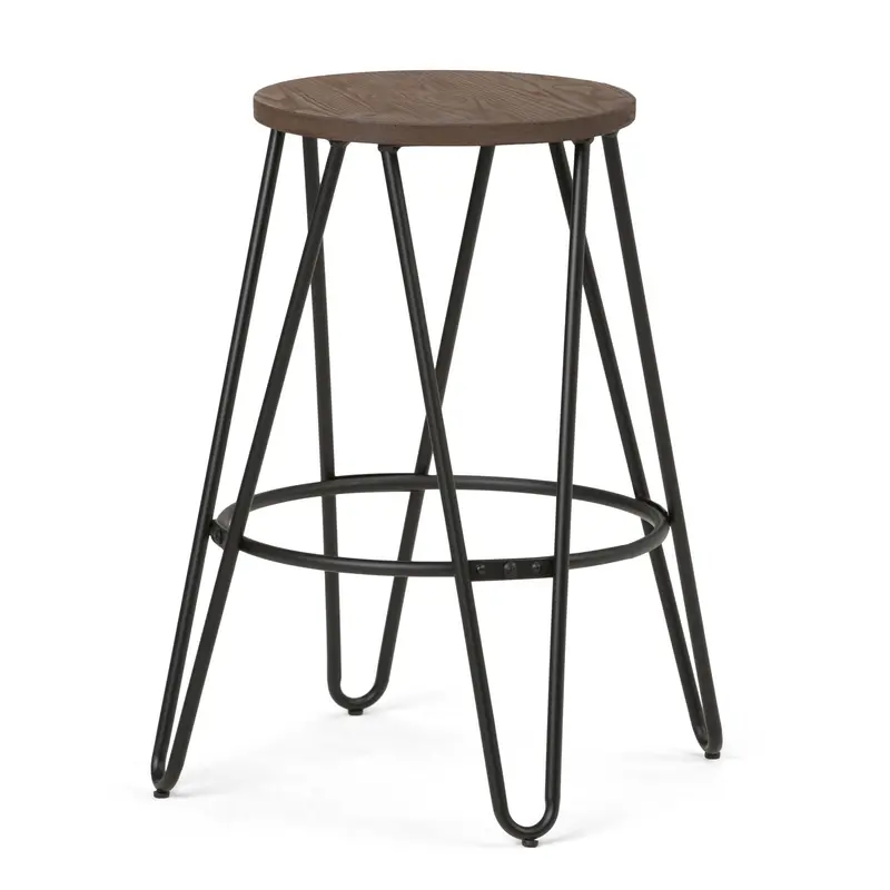 Simeon Industrial Metal Stool With Reclaimed Wood Seat 5