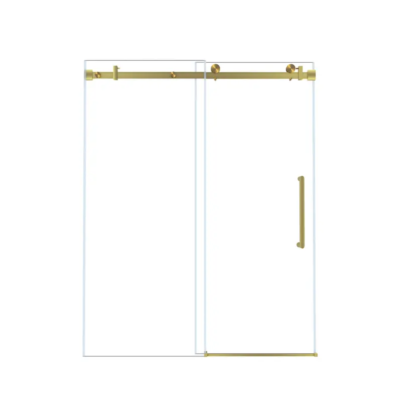 Single Sliding Frameless Shower Door With Integrated Handle And Square Tube Rail 2